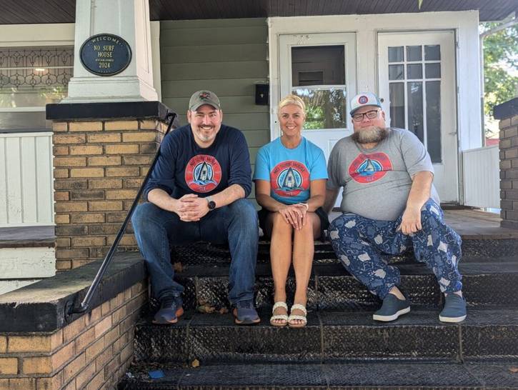 No Surf House cofounder Jason Hamad, right, runs the nonprofit with fellow board members Alan Pendergrass and Jane McMullen.